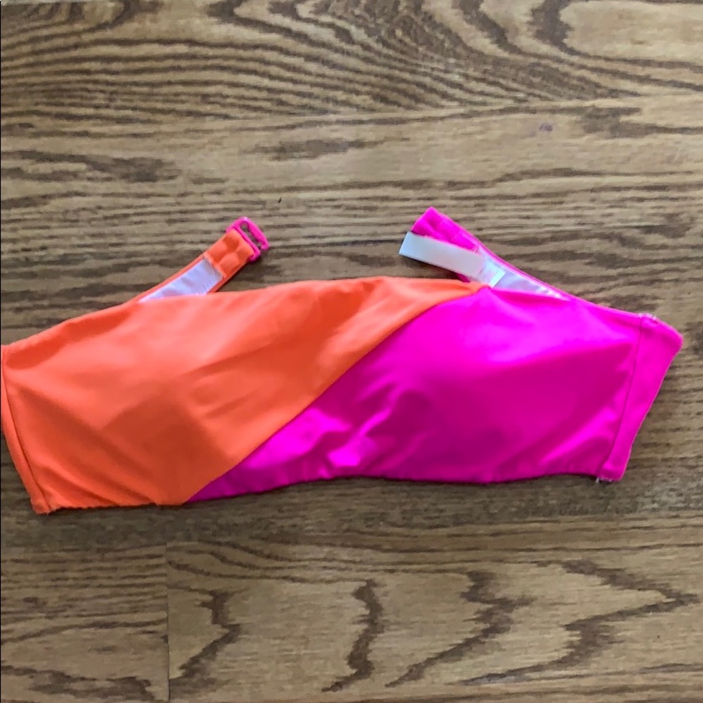 Strapless Color block Bandeau Pink and Orange
